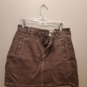 Pacsun forest green jean skirt with white stitching